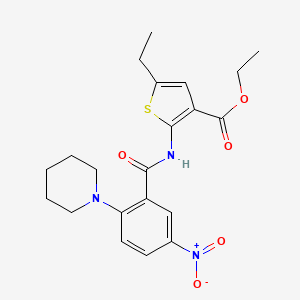 molecular formula C21H25N3O5S B4918690 Ethyl 5-ethyl-2-[(5-nitro-2-piperidin-1-ylbenzoyl)amino]thiophene-3-carboxylate CAS No. 5929-75-9