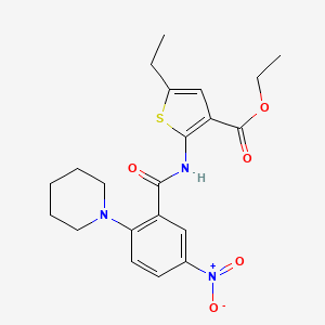 B4918690 ethyl 5-ethyl-2-{[5-nitro-2-(1-piperidinyl)benzoyl]amino}-3-thiophenecarboxylate CAS No. 5929-75-9