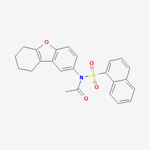 molecular formula C24H21NO4S B491889 N-(naphthalene-1-sulfonyl)-N-{8-oxatricyclo[7.4.0.0^{2,7}]trideca-1(9),2(7),3,5-tetraen-4-yl}acetamide CAS No. 670259-86-6