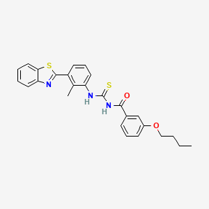 molecular formula C26H25N3O2S2 B4918922 N-{[3-(1,3-benzothiazol-2-yl)-2-methylphenyl]carbamothioyl}-3-butoxybenzamide 