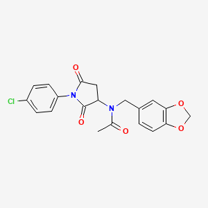 molecular formula C20H17ClN2O5 B4919388 N-(1,3-benzodioxol-5-ylmethyl)-N-[1-(4-chlorophenyl)-2,5-dioxo-3-pyrrolidinyl]acetamide 