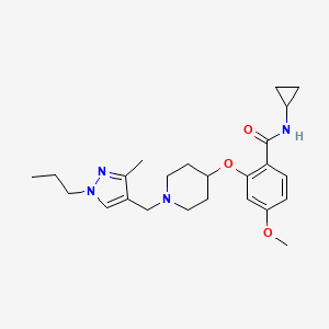 molecular formula C24H34N4O3 B4919401 N-cyclopropyl-4-methoxy-2-({1-[(3-methyl-1-propyl-1H-pyrazol-4-yl)methyl]-4-piperidinyl}oxy)benzamide 