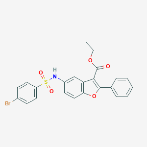 molecular formula C23H18BrNO5S B491941 ETHYL 5-(4-BROMOBENZENESULFONAMIDO)-2-PHENYL-1-BENZOFURAN-3-CARBOXYLATE CAS No. 304694-44-8