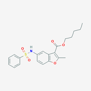 molecular formula C21H23NO5S B491945 PENTYL 5-BENZENESULFONAMIDO-2-METHYL-1-BENZOFURAN-3-CARBOXYLATE CAS No. 421579-49-9