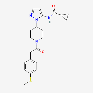molecular formula C21H26N4O2S B4919528 N-[2-[1-[2-(4-methylsulfanylphenyl)acetyl]piperidin-4-yl]pyrazol-3-yl]cyclopropanecarboxamide 