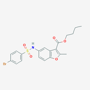 molecular formula C20H20BrNO5S B491953 Butyl 5-{[(4-bromophenyl)sulfonyl]amino}-2-methyl-1-benzofuran-3-carboxylate CAS No. 477487-53-9