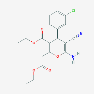 molecular formula C19H19ClN2O5 B4919565 ethyl 6-amino-4-(3-chlorophenyl)-5-cyano-2-(2-ethoxy-2-oxoethyl)-4H-pyran-3-carboxylate 