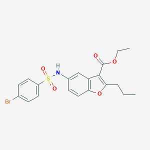 molecular formula C20H20BrNO5S B491967 Ethyl 5-{[(4-bromophenyl)sulfonyl]amino}-2-propyl-1-benzofuran-3-carboxylate CAS No. 421579-31-9