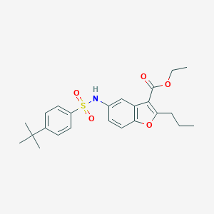molecular formula C24H29NO5S B491968 Ethyl 5-{[(4-tert-butylphenyl)sulfonyl]amino}-2-propyl-1-benzofuran-3-carboxylate CAS No. 421579-33-1