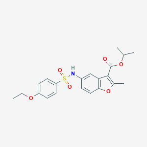 molecular formula C21H23NO6S B491978 Isopropyl 5-{[(4-ethoxyphenyl)sulfonyl]amino}-2-methyl-1-benzofuran-3-carboxylate CAS No. 361179-55-7