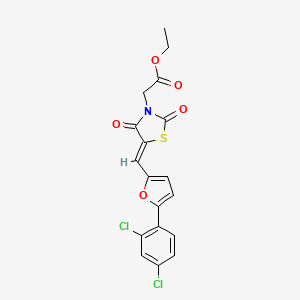 molecular formula C18H13Cl2NO5S B4919823 ethyl (5-{[5-(2,4-dichlorophenyl)-2-furyl]methylene}-2,4-dioxo-1,3-thiazolidin-3-yl)acetate 