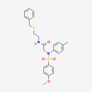 molecular formula C25H28N2O4S2 B4919862 N-[2-(BENZYLSULFANYL)ETHYL]-2-[N-(4-METHYLPHENYL)4-METHOXYBENZENESULFONAMIDO]ACETAMIDE 