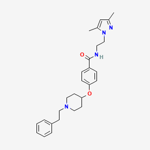 molecular formula C27H34N4O2 B4919871 N-[2-(3,5-dimethyl-1H-pyrazol-1-yl)ethyl]-4-{[1-(2-phenylethyl)-4-piperidinyl]oxy}benzamide 