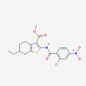 molecular formula C19H19ClN2O5S B4919929 methyl 2-[(2-chloro-4-nitrobenzoyl)amino]-6-ethyl-4,5,6,7-tetrahydro-1-benzothiophene-3-carboxylate 