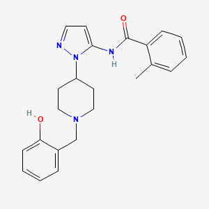 molecular formula C23H26N4O2 B4920058 N-{1-[1-(2-hydroxybenzyl)-4-piperidinyl]-1H-pyrazol-5-yl}-2-methylbenzamide 