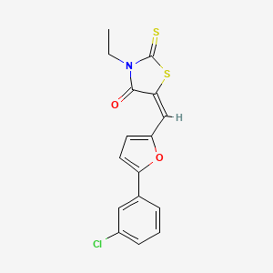 molecular formula C16H12ClNO2S2 B4920069 (5E)-5-{[5-(3-CHLOROPHENYL)FURAN-2-YL]METHYLIDENE}-3-ETHYL-2-SULFANYLIDENE-1,3-THIAZOLIDIN-4-ONE 