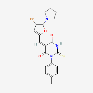 molecular formula C20H18BrN3O3S B4920110 (5E)-5-[(4-bromo-5-pyrrolidin-1-ylfuran-2-yl)methylidene]-1-(4-methylphenyl)-2-sulfanylidene-1,3-diazinane-4,6-dione 