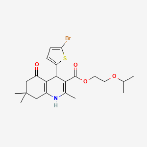 molecular formula C22H28BrNO4S B4920146 2-(Propan-2-yloxy)ethyl 4-(5-bromothiophen-2-yl)-2,7,7-trimethyl-5-oxo-1,4,5,6,7,8-hexahydroquinoline-3-carboxylate 