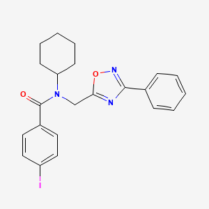 molecular formula C22H22IN3O2 B4920185 N-cyclohexyl-4-iodo-N-[(3-phenyl-1,2,4-oxadiazol-5-yl)methyl]benzamide 
