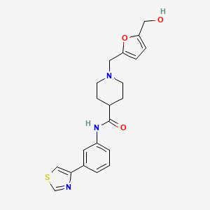 molecular formula C21H23N3O3S B4920186 1-{[5-(hydroxymethyl)-2-furyl]methyl}-N-[3-(1,3-thiazol-4-yl)phenyl]-4-piperidinecarboxamide 
