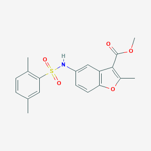 molecular formula C19H19NO5S B492029 Methyl 5-{[(2,5-dimethylphenyl)sulfonyl]amino}-2-methyl-1-benzofuran-3-carboxylate CAS No. 421580-01-0