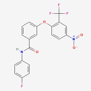 molecular formula C20H12F4N2O4 B4920318 N-(4-fluorophenyl)-3-[4-nitro-2-(trifluoromethyl)phenoxy]benzamide 