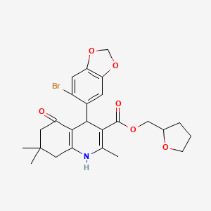molecular formula C25H28BrNO6 B4920422 Tetrahydrofuran-2-ylmethyl 4-(6-bromo-1,3-benzodioxol-5-yl)-2,7,7-trimethyl-5-oxo-1,4,5,6,7,8-hexahydroquinoline-3-carboxylate 