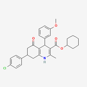molecular formula C30H32ClNO4 B4920458 Cyclohexyl 7-(4-chlorophenyl)-4-(3-methoxyphenyl)-2-methyl-5-oxo-1,4,5,6,7,8-hexahydroquinoline-3-carboxylate 