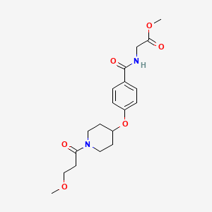 molecular formula C19H26N2O6 B4920907 methyl N-(4-{[1-(3-methoxypropanoyl)-4-piperidinyl]oxy}benzoyl)glycinate 