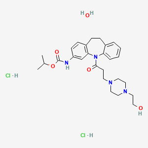 molecular formula C27H40Cl2N4O5 B4920998 isopropyl (5-{3-[4-(2-hydroxyethyl)-1-piperazinyl]propanoyl}-10,11-dihydro-5H-dibenzo[b,f]azepin-3-yl)carbamate dihydrochloride hydrate 