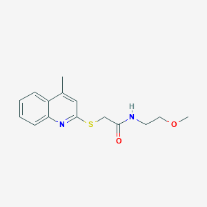 molecular formula C15H18N2O2S B4921070 N-(2-methoxyethyl)-2-(4-methylquinolin-2-yl)sulfanylacetamide 