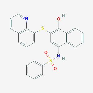 molecular formula C25H18N2O3S2 B492122 N-[4-HYDROXY-3-(QUINOLIN-8-YLSULFANYL)NAPHTHALEN-1-YL]BENZENESULFONAMIDE CAS No. 701942-07-6