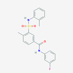 molecular formula C21H19FN2O3S B4921289 N-(3-fluorophenyl)-4-methyl-3-[(2-methylphenyl)sulfamoyl]benzamide 
