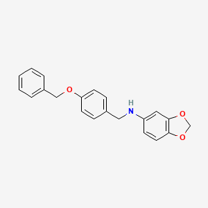 molecular formula C21H19NO3 B4921619 N-[(4-phenylmethoxyphenyl)methyl]-1,3-benzodioxol-5-amine 