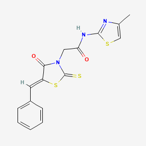 molecular formula C16H13N3O2S3 B4921806 N-(4-METHYL-1,3-THIAZOL-2-YL)-2-[(5Z)-4-OXO-5-(PHENYLMETHYLIDENE)-2-SULFANYLIDENE-1,3-THIAZOLIDIN-3-YL]ACETAMIDE 