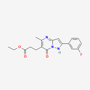 molecular formula C18H18FN3O3 B4921871 ethyl 3-[2-(3-fluorophenyl)-5-methyl-7-oxo-1H-pyrazolo[1,5-a]pyrimidin-6-yl]propanoate 