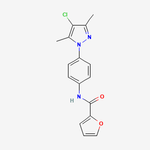 molecular formula C16H14ClN3O2 B4922225 N-[4-(4-chloro-3,5-dimethylpyrazol-1-yl)phenyl]furan-2-carboxamide 