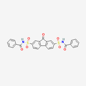 molecular formula C27H18N2O7S2 B4922306 N-{[9-Oxo-7-(phenylformamido)sulfonyl-9H-fluoren-2-YL]sulfonyl}benzamide 