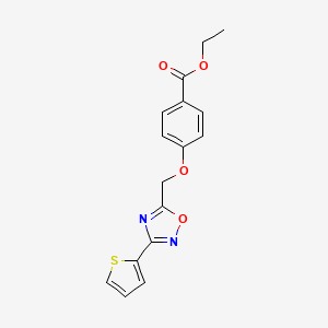 molecular formula C16H14N2O4S B4922497 Ethyl 4-{[3-(thiophen-2-yl)-1,2,4-oxadiazol-5-yl]methoxy}benzoate 