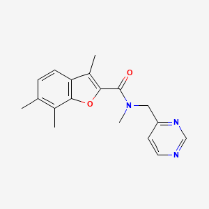 molecular formula C18H19N3O2 B4922540 N,3,6,7-tetramethyl-N-(pyrimidin-4-ylmethyl)-1-benzofuran-2-carboxamide 