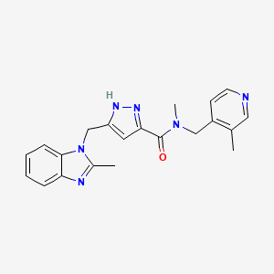 molecular formula C21H22N6O B4923153 N-methyl-5-[(2-methylbenzimidazol-1-yl)methyl]-N-[(3-methylpyridin-4-yl)methyl]-1H-pyrazole-3-carboxamide 