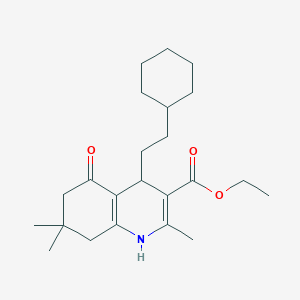 molecular formula C23H35NO3 B4923223 Ethyl 4-(2-cyclohexylethyl)-2,7,7-trimethyl-5-oxo-1,4,6,8-tetrahydroquinoline-3-carboxylate 