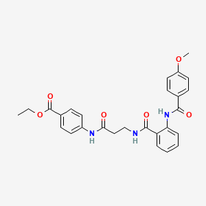 molecular formula C27H27N3O6 B4923252 Ethyl 4-[3-[[2-[(4-methoxybenzoyl)amino]benzoyl]amino]propanoylamino]benzoate 