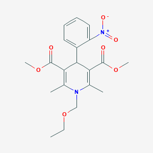 molecular formula C20H24N2O7 B492342 dimethyl 1-(ethoxymethyl)-4-{2-nitrophenyl}-2,6-dimethyl-1,4-dihydro-3,5-pyridinedicarboxylate 