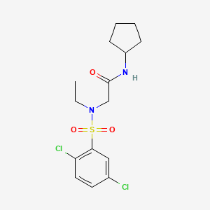 molecular formula C15H20Cl2N2O3S B4923576 N-cyclopentyl-N~2~-[(2,5-dichlorophenyl)sulfonyl]-N~2~-ethylglycinamide 