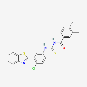 molecular formula C23H18ClN3OS2 B4923604 N-{[3-(1,3-benzothiazol-2-yl)-4-chlorophenyl]carbamothioyl}-3,4-dimethylbenzamide 