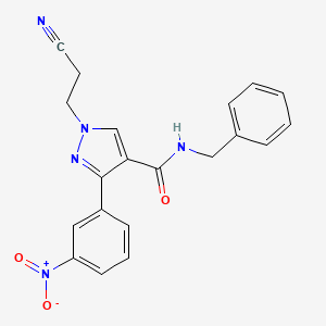 molecular formula C20H17N5O3 B4923613 N-benzyl-1-(2-cyanoethyl)-3-(3-nitrophenyl)pyrazole-4-carboxamide 