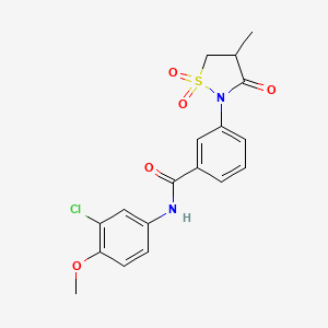 molecular formula C18H17ClN2O5S B4923674 N-(3-chloro-4-methoxyphenyl)-3-(4-methyl-1,1,3-trioxo-1lambda6,2-thiazolidin-2-yl)benzamide 