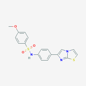 molecular formula C18H15N3O3S2 B492408 N-(4-imidazo[2,1-b][1,3]thiazol-6-ylphenyl)-4-methoxybenzenesulfonamide CAS No. 667910-51-2