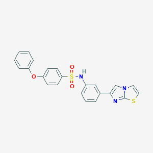 molecular formula C23H17N3O3S2 B492413 N-(3-{IMIDAZO[2,1-B][1,3]THIAZOL-6-YL}PHENYL)-4-PHENOXYBENZENE-1-SULFONAMIDE 